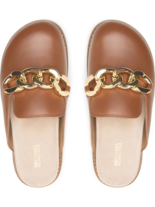 Scarlett Flat Δερμάτινα Mules σε Ταμπά Χρώμα