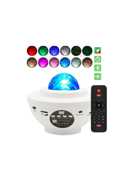Bass Polska Led Kids Projector Lamp with Star Projection with Color Changes White