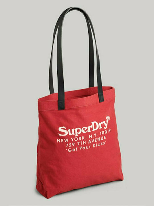 Superdry Vintage Graphic Γυναικεία Τσάντα Shopper Ώμου Κόκκινη