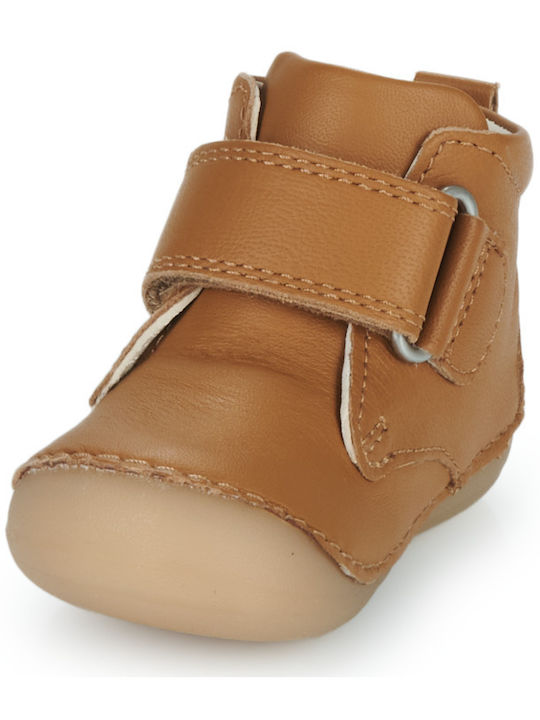 Sabio Anatomical Leather Kids Boots with Velcro Tabac Brown