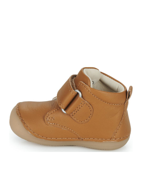 Sabio Anatomical Leather Kids Boots with Velcro Tabac Brown