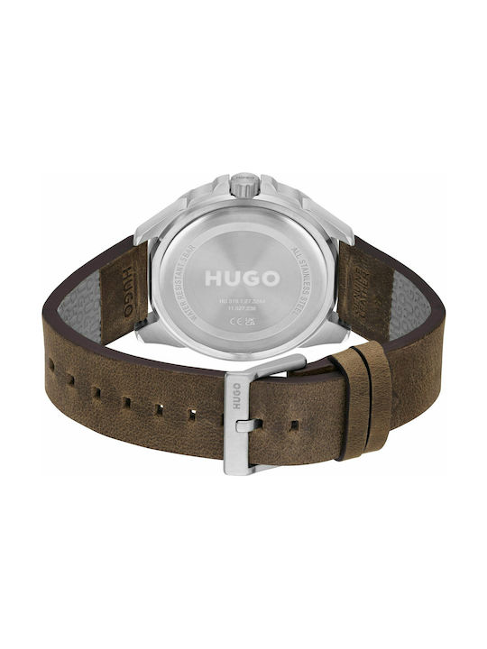 Hugo Boss Streetdriver Watch Battery with Brown Leather Strap