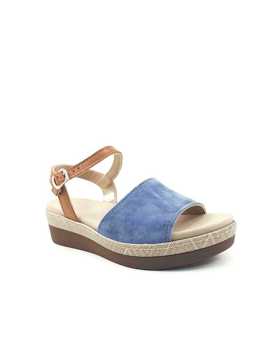 Tatoo Anatomic Women's Leather Ankle Strap Platforms Blue