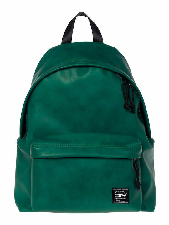 Lyc Sac Drop Leatherlike School Bag Backpack Junior High-High School in Green color 24lt