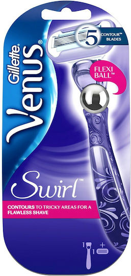 Venus Deluxe Smooth Swirl Razor pentru corp cu Cap de schimb 5 lame și bandă lubrifiantă pentru piele sensibilă