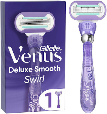 Gillette Venus Deluxe Smooth Swirl Ξυραφάκι Σώματος με Ανταλλακτική Κεφαλή 5 Λεπίδων και Λιπαντική Ταινία για Ευαίσθητες Επιδερμίδες