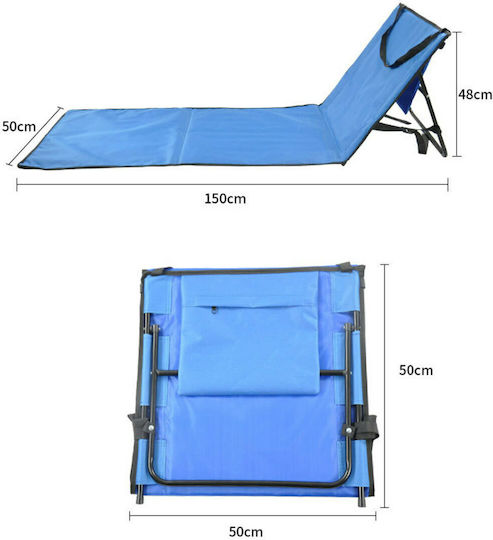 Loco Foldable Beach Sunbed Blue 150x47x48cm