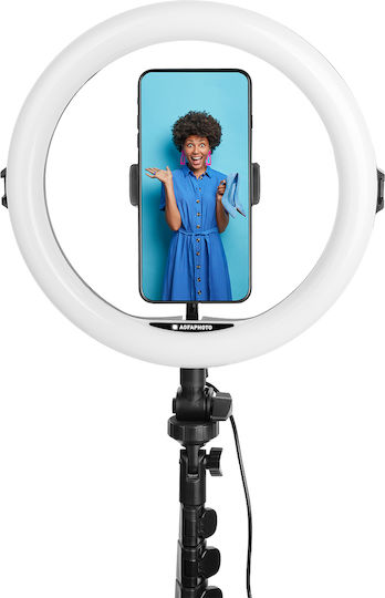 AgfaPhoto Realiview ARL11XL Lumină Inelară 28cm Cu Trepied De Pardoseală Și Suport Pentru Telefon