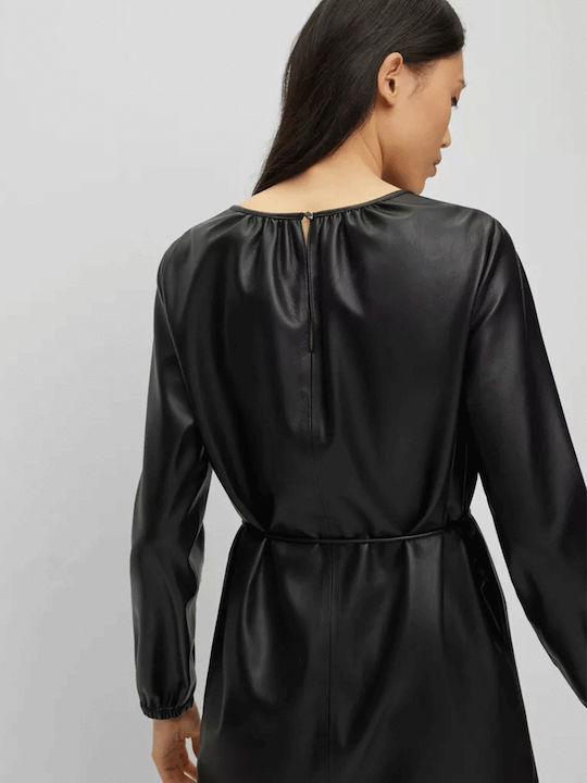 Rochie Mini De Seară Din Piele Neagră