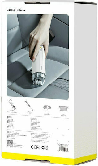Baseus A2 Mini Wireless Aspirator de mână pentru mașină Aspirare uscată cu Putere 70W Reîncărcabil 5V Alb