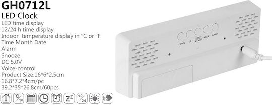 Ceas De Masă Digital LED Cu Ceas Deșteptător Negru 28293