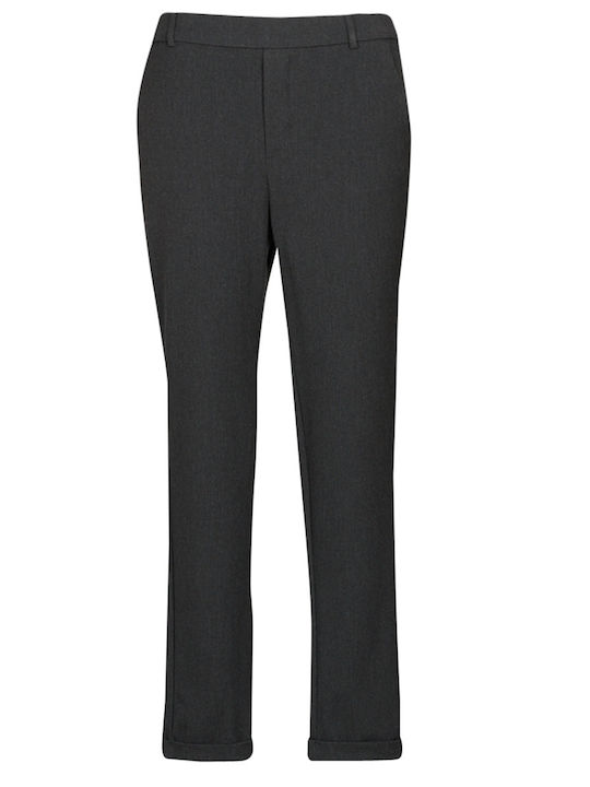 Women's High-waisted Fabric Trousers Carrot Fit Dark Grey