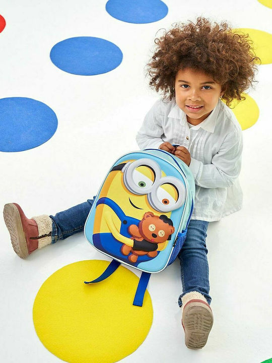 Minions Ghiozdan de Spate pentru Grădinița Albastru cu Husă pentru Sticlă de Apă