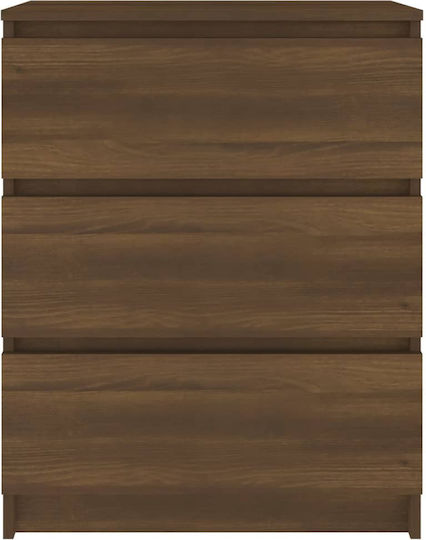 Wooden Chest of Drawers with 3 Drawers Coffee 60x35x76cm