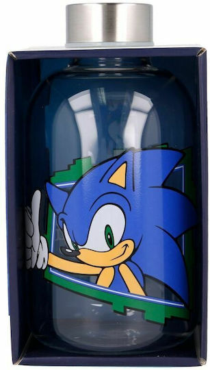 Stor Sonic the Hedgehog Flasche Wasser Glas mit Schraubverschluss Transparent 620ml