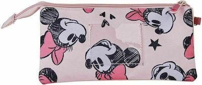 Minnie Mouse Pencil Case with 3 Compartments Pink