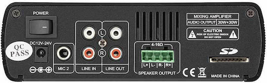 Helvia Helvia HCA-60 PA Power Amplifier 2 Channels 60W/100V Equipped with USB/Bluetooth Black