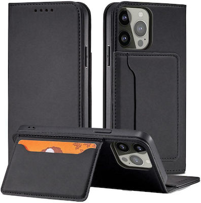 Hurtel Magnet Card Synthetic Leather Wallet Black (iPhone 13)