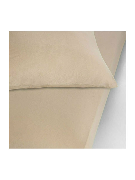 La Luna Jersey Σεντόνι Υπέρδιπλο με Λάστιχο 160x200+30εκ. Beige