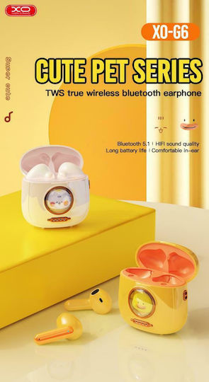 XO G6 In ear Bluetooth хендсфри Слушалки с Кутийка за Зареждане Жълт