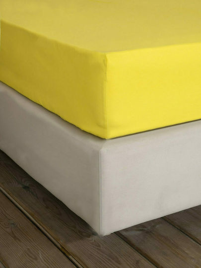 Nima Bettlaken Super-Doppel mit Gummiband 160x200+32cm. Unicolors Yellow
