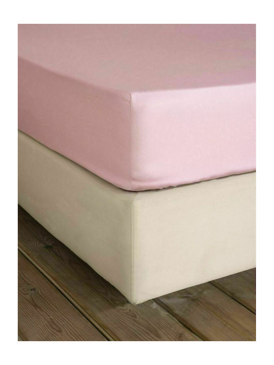 Nima Sheet King Size with Elastic 180x200+32cm. Superior Soft Pink