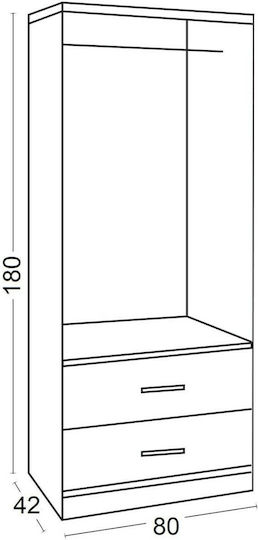 Life Δίφυλλη Ντουλάπα 80x42x180cm Λευκή