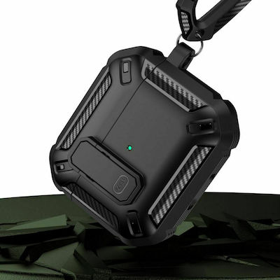 Tech-Protect X-Carbo Θήκη Πλαστική με Γάντζο σε Μαύρο χρώμα για Apple AirPods Pro