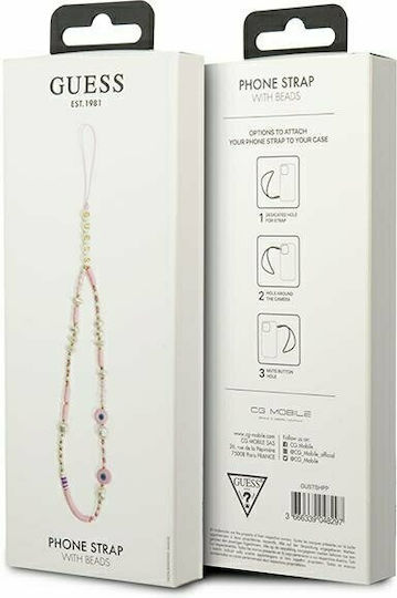 Guess Shell Beads Wrist Strap for Mobile Pink