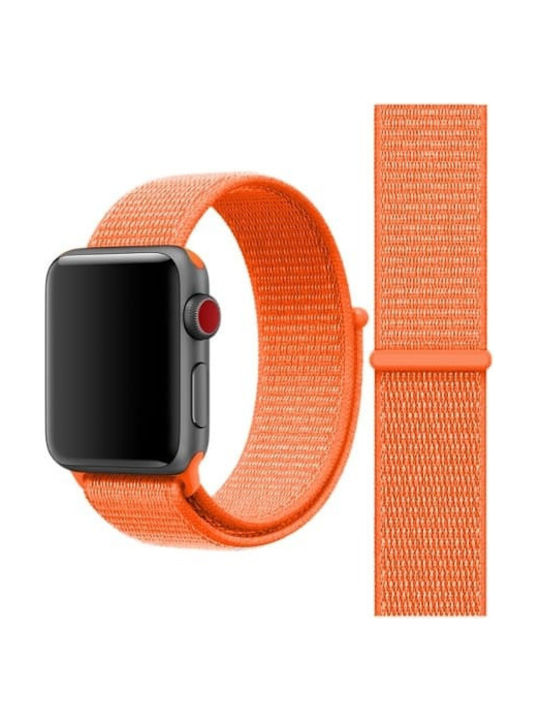 Velcro Nylon Λουράκι Υφασμάτινο Πορτοκαλί (Apple Watch 42/44/45mm)