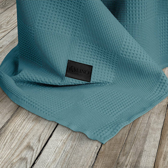 Lino Home Farbe Kube Piqué Einzeln 170x240cm Petrol