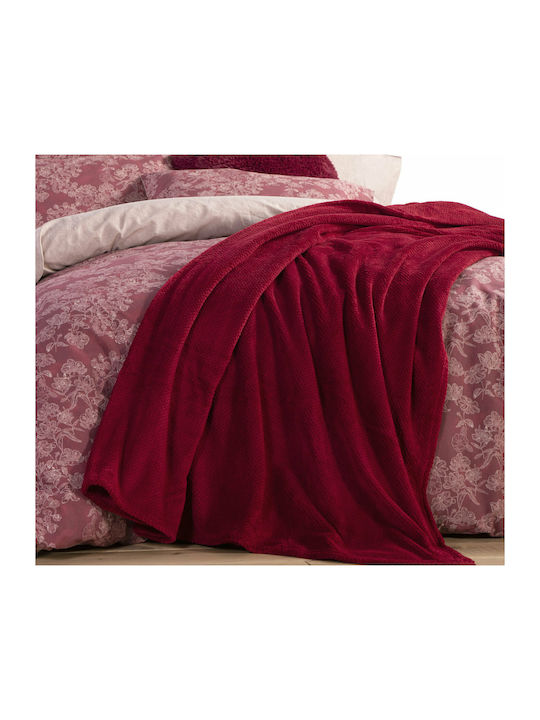 Nef-Nef Homeware Record Κουβέρτα Fleece Υπέρδιπλη 240x220εκ. Bordo
