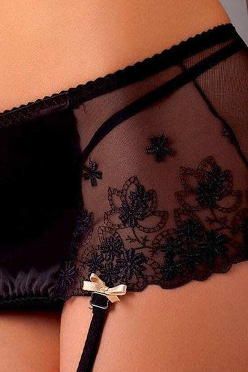 Casmir Lingerie Jessie Комплект 3 Части Секси Мрежест С Жартиери Черен 3 Части