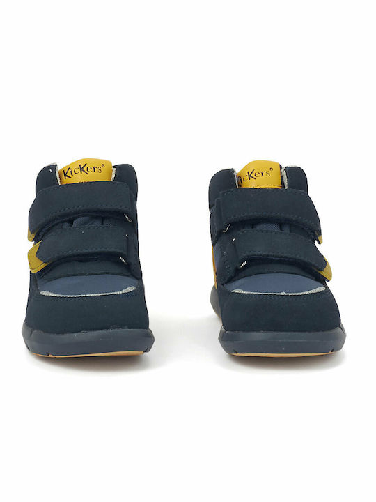 Junibo Παιδικά Sneakers High Ανατομικά με Σκρατς Navy Μπλε