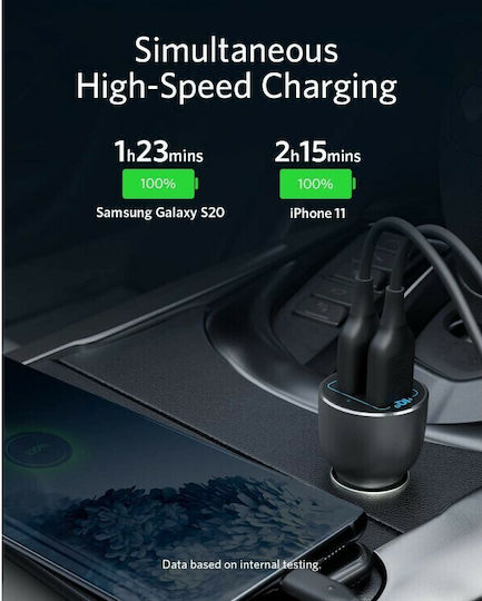 Anker Car Charger 36W Fast Charging with Ports: 2xUSB Black Color