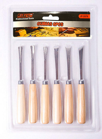Meißel mit Gerade / Hohle / Skewed / Typ V Klinge mit Hölzernes Griff Set 6Stück