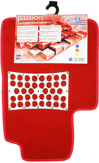 Auto Gs Set of Front and Rear Mats Universal 5pcs Red