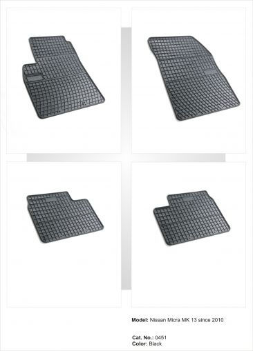 Frogum Set of Front and Rear Mats 4pcs for Nissan Micra 2010 Black