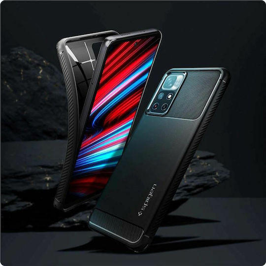 Spigen Rugged Armor Back Cover Σιλικόνης Αδιάβροχο Μαύρο (Poco M4 Pro 5G / Redmi Note 11s 5G)