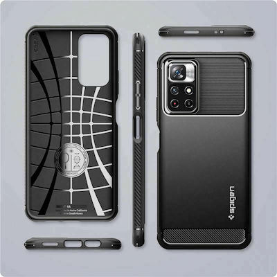 Spigen Rugged Armor Back Cover Σιλικόνης Ανθεκτική Μαύρο (Poco M4 Pro 5G)