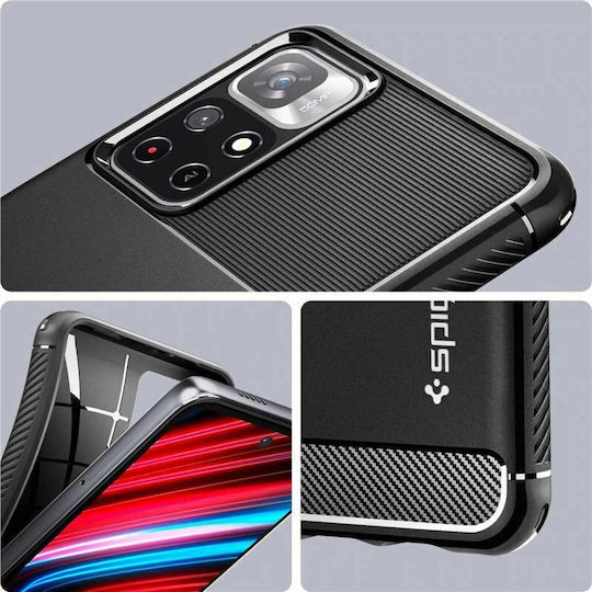 Spigen Rugged Armor Back Cover Σιλικόνης Αδιάβροχο Μαύρο (Poco M4 Pro 5G / Redmi Note 11s 5G)
