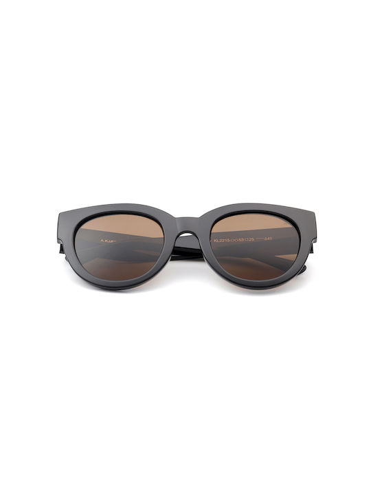 A.Kjaerbede Lilly Sunglasses with Black Acetate Frame and Brown Lenses KL2215-009