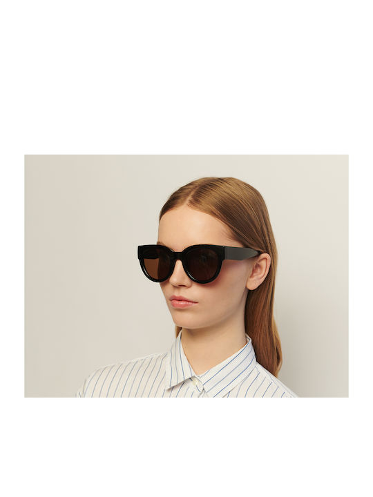 A.Kjaerbede Lilly Sunglasses with Black Acetate Frame and Brown Lenses KL2215-009