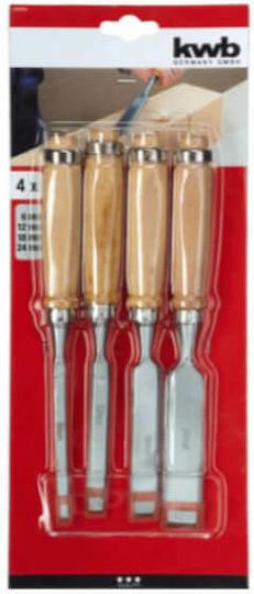 KWB Daltă cu Skewed Lamă Lățime 24mm cu Lemn Mâner Set 4buc