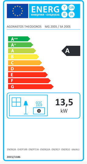 Agorastos ΣΜΣ 200 Μαντεμένια Ξυλόσομπα με Φούρνο 13.5kW Μαύρη