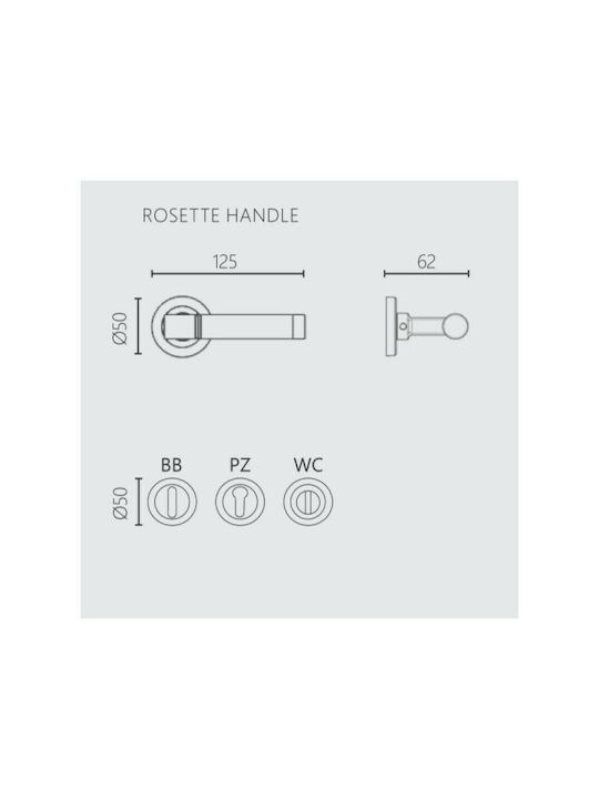 Zogometal Hebel Mittlere Tür mit Rosette 161 161 Paar mit Rosette URL