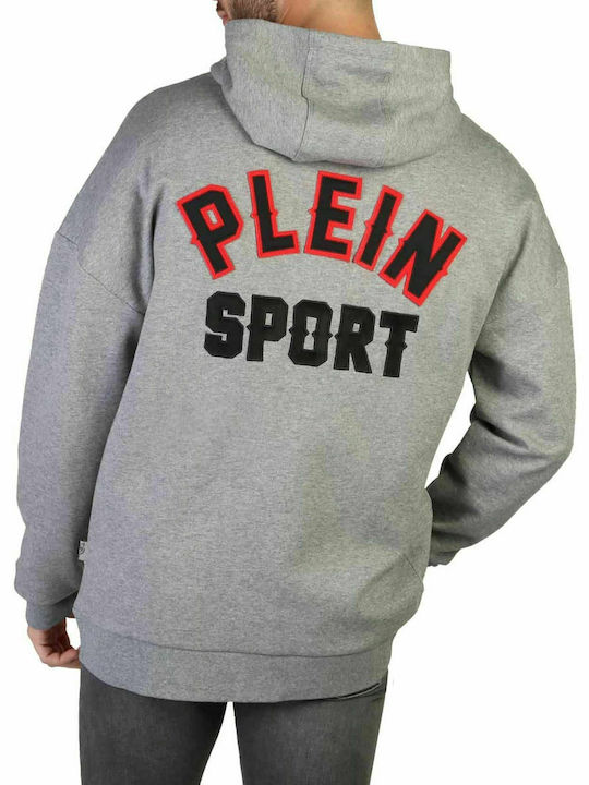 Plein Sport Men's Sweatshirt Jacket with Hood and Pockets Gray