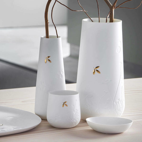 Rader Porzellan Vase Golden Leaf Weiß F8xY21cm
