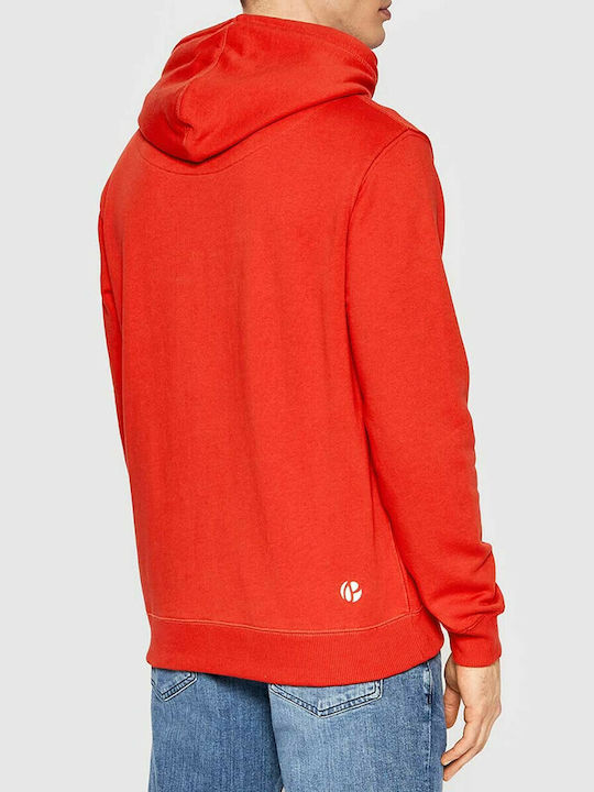 Pepe Jeans Herren Sweatshirt mit Kapuze und Taschen Rot