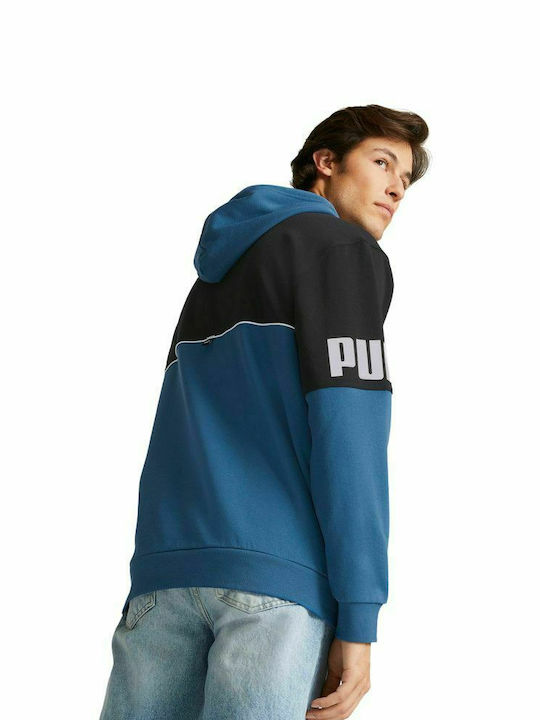 Puma Power Men's Sweatshirt with Hood and Pockets Blue